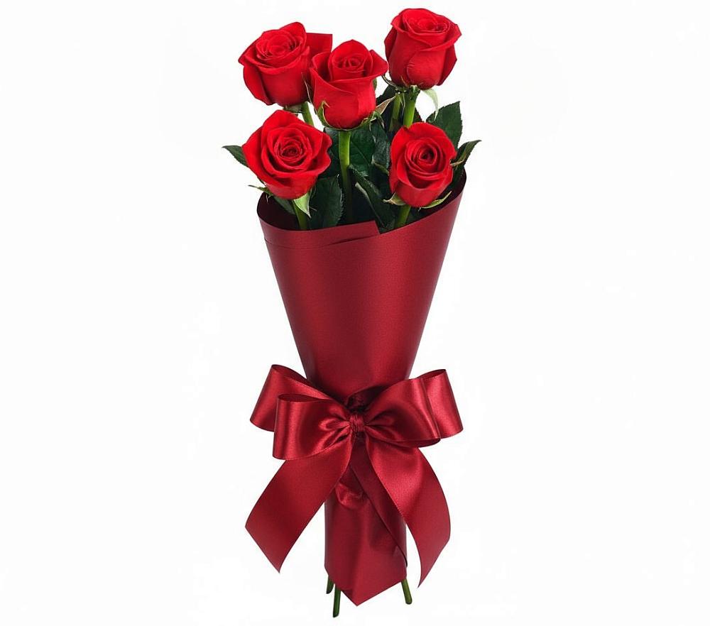 Букет 5 Красных роз Эдлесс Лав в Ханино