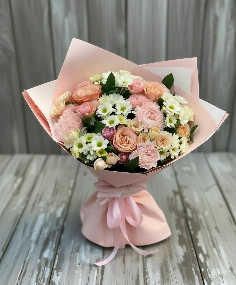 Букет цветов из: Гвоздики, Розы и Хризантемы в Ханино