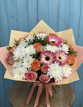 Букет цветов из:  Розы, Герберы и Хризантемы #REPLACE_PRED# Ханино