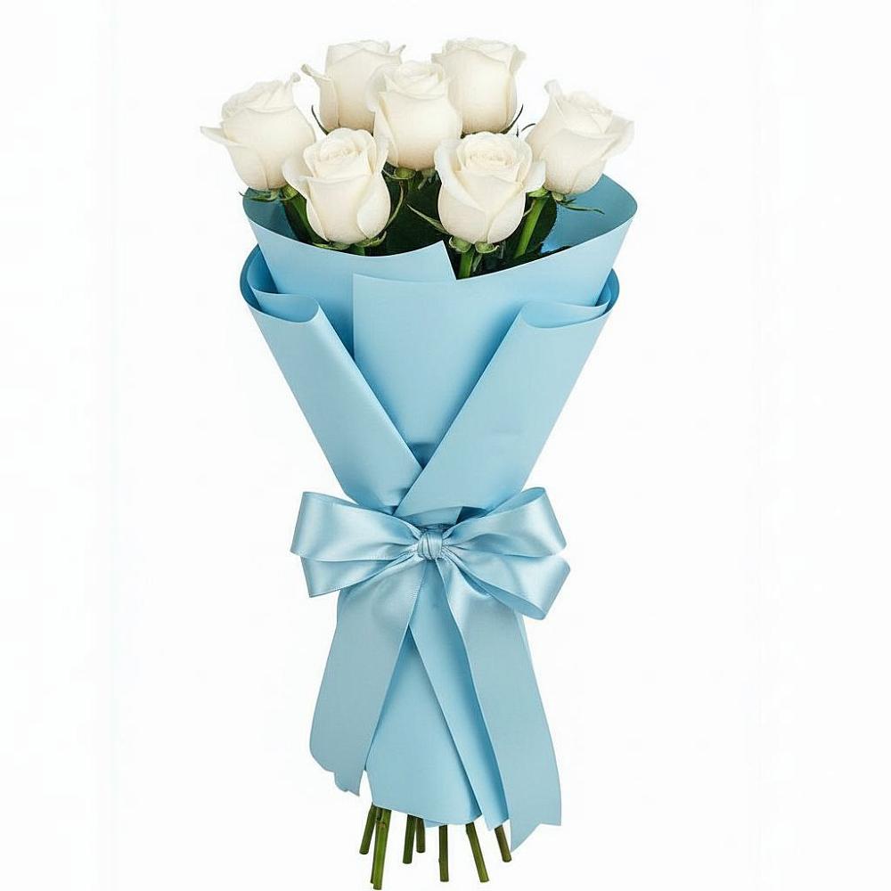 Букет 7 белых роз Проуд в Ханино