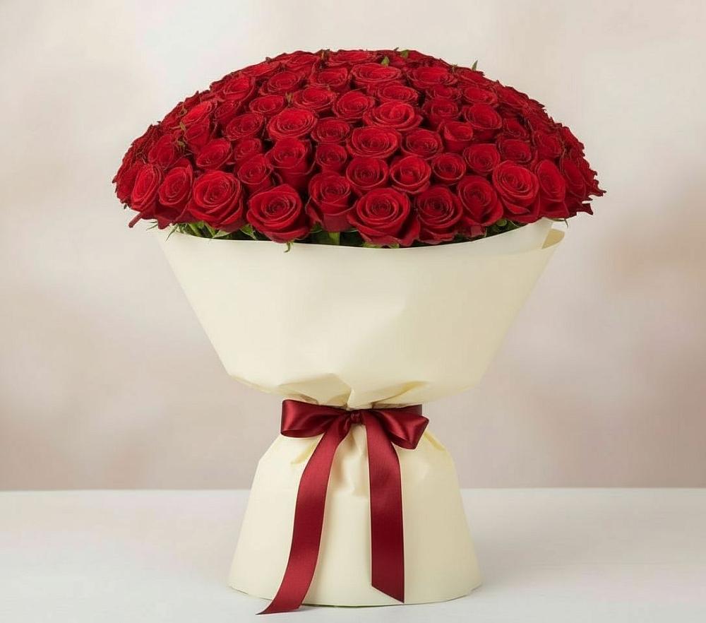 Букет 101 Красная роза Милано в Ханино