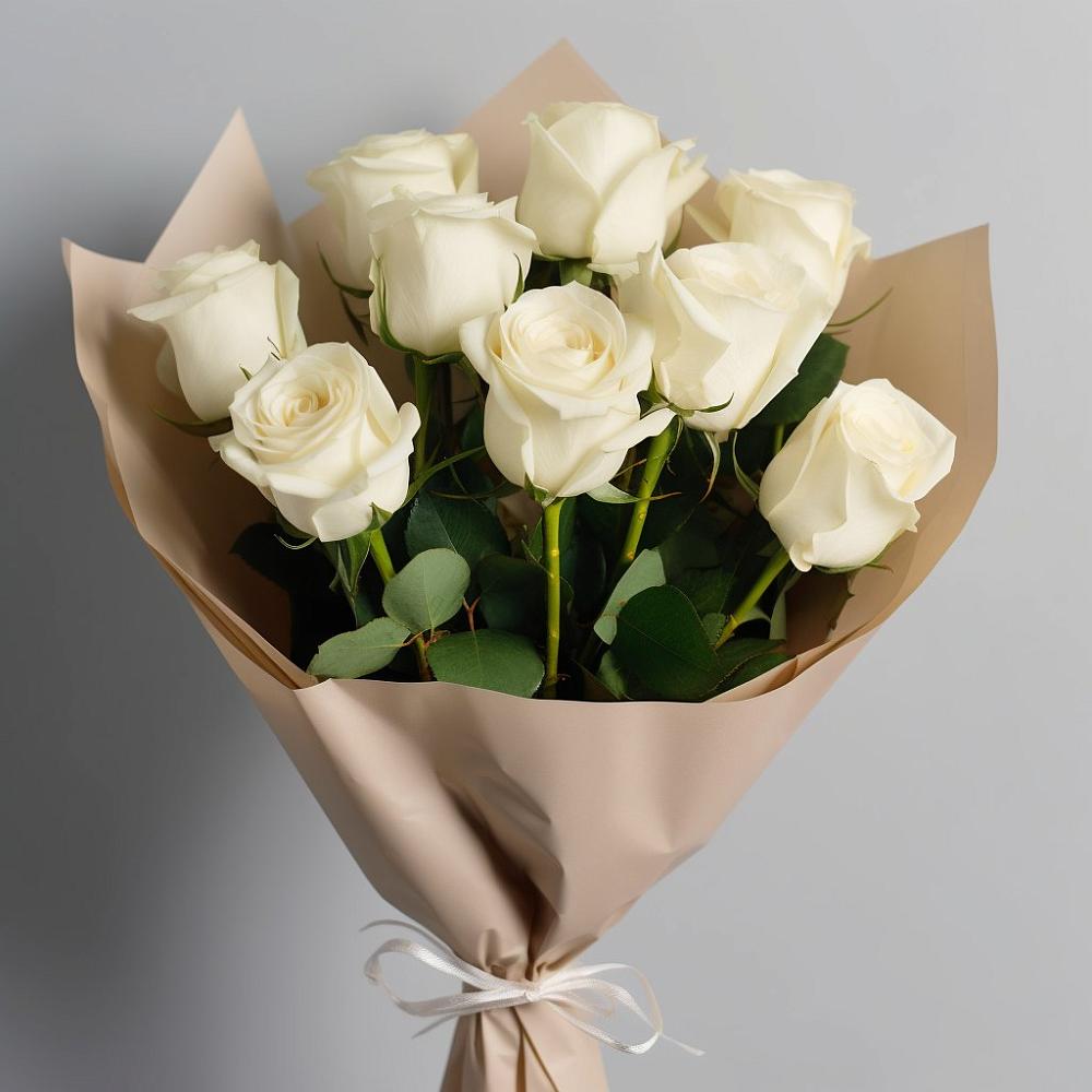 Букет 9 Белых роз Эдлесс Лав в Ханино