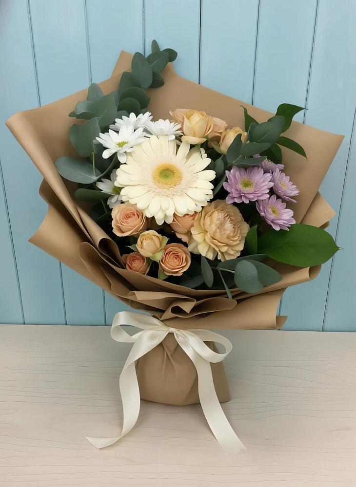 Букет цветов из: Герберы и Хризантемы в Ханино