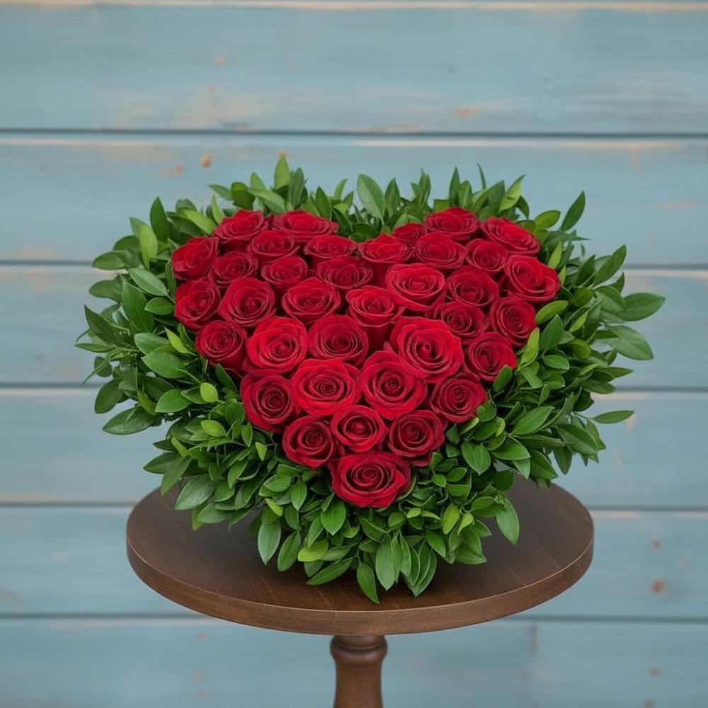 Цветочная композиция из Розы в виде сердца в Ханино