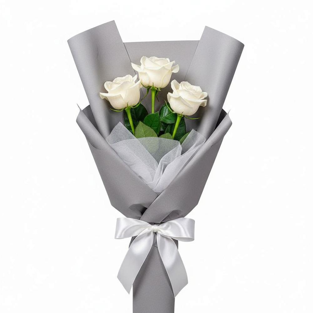 Букет 3 белые розы в Ханино