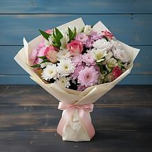 Букет цветов из:  Хризантемы, Альстромерии и Розы #REPLACE_PRED# Ханино