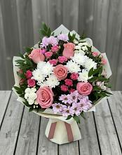 Букет цветов из:  Альстромерии, Гвоздики, Розы и Хризантемы в Ханино