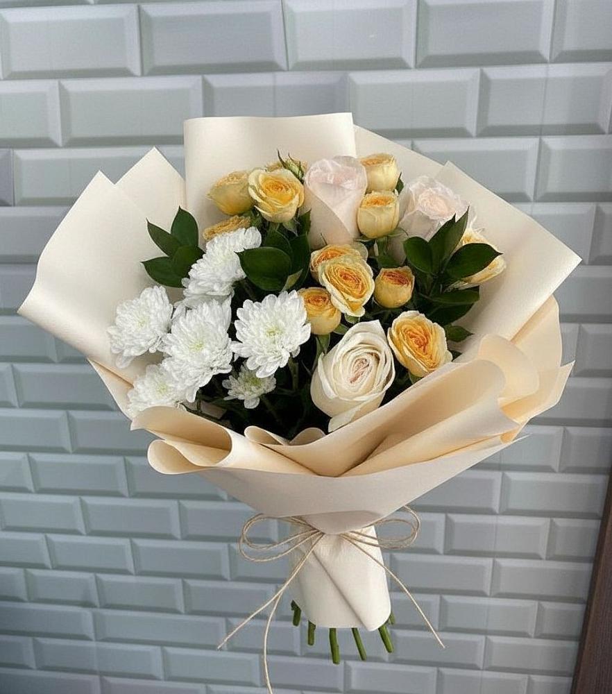 Букет цветов из: Розы и Хризантемы в Ханино
