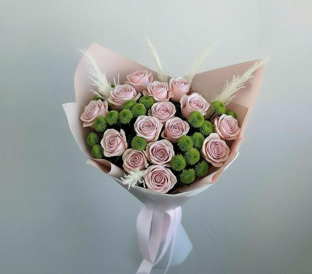 Букет цветов из: Розы и Хризантемы в Ханино