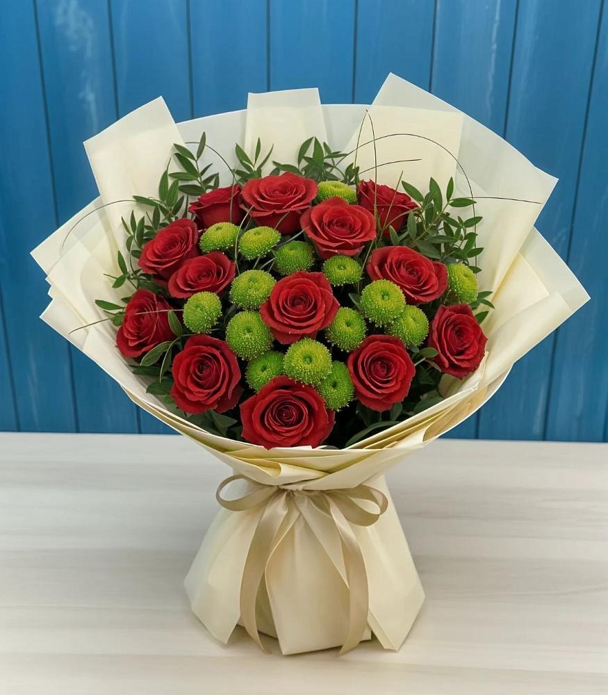 Букет цветов из: Розы и Хризантемы в Ханино